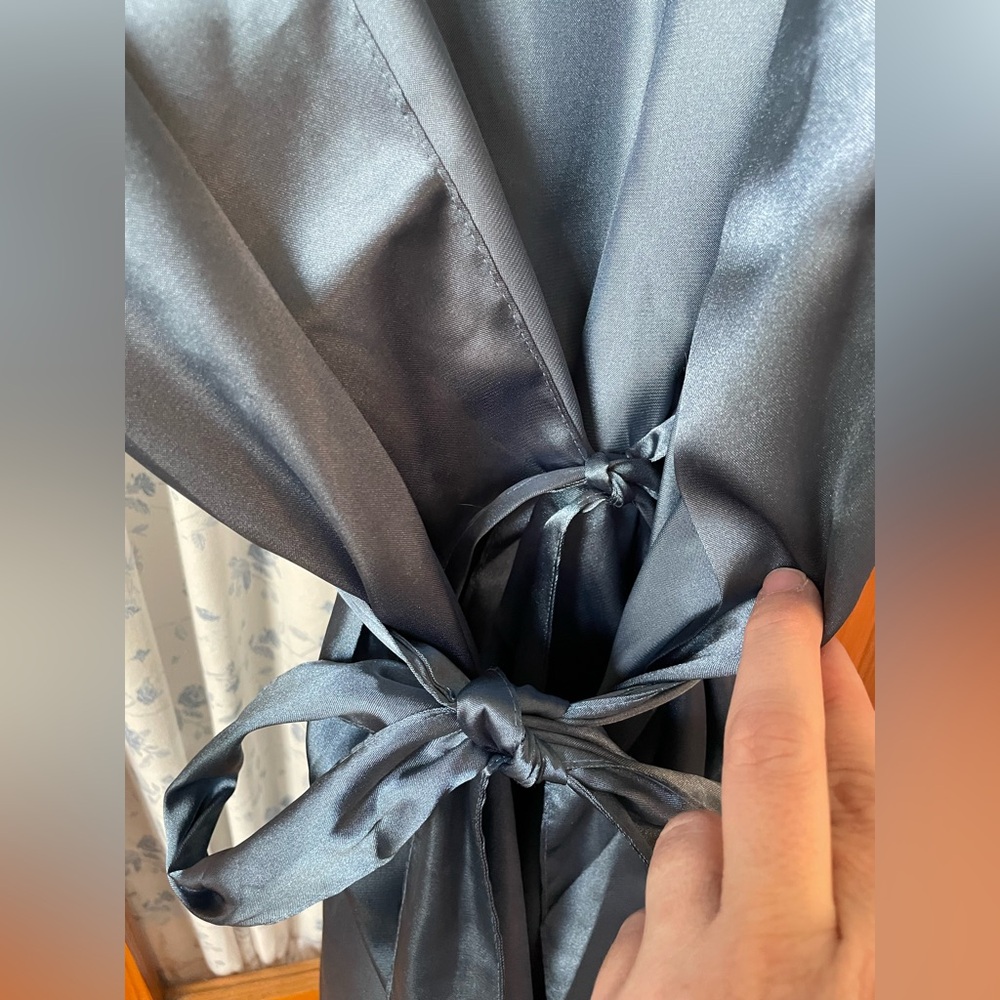 DB Studio Dusty Blue Satin Robe - Picture 3 of 5